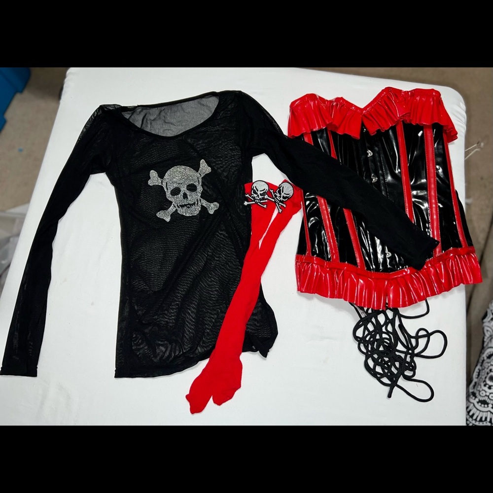 🔥BURLESKA UK FULLY STEEL BONED PVC CORSET + EXTRAS NWT